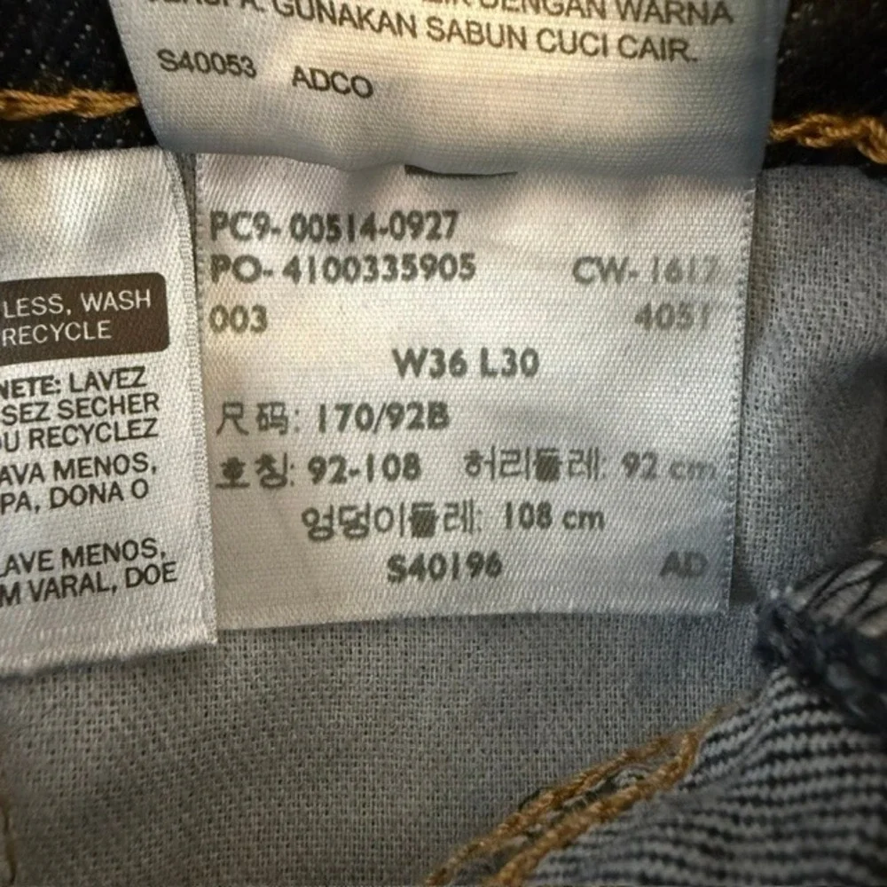 NWT Levi's 514 Straight Fit Jeans 2-Way Comfort Stretch Dark Wash 36x30